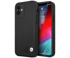 Apple iPhone 12 Mini BMW dėklas odinis Deboss (BMHCP12SRCDPK) juodos spalvos