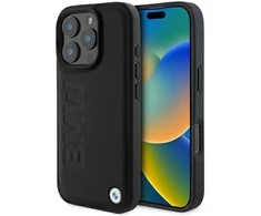 BMW Leather Hot Stamp Apple iPhone 16 Pro Max - dėklas telefonui juodos spalvos