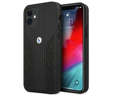 BMW BMHCP12SRSPPK Apple iPhone 12 mini 5,4″ juodos spalvos kietas dėklas Leather Curve Perforate