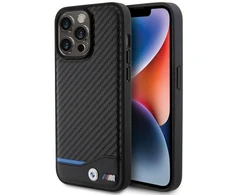 Dėklas BMW BMHCP15X22NBCK Apple iPhone 15 Pro Max 6.7″ juodos spalvos Leather Carbon