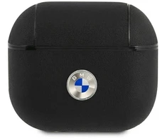 BMW BMA3SSLBK AirPods 3 dėklas juodos spalvos Geniune Leather sidabro spalvos Logo