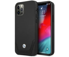 BMW BMHCP12LRSWPK Apple iPhone 12 Pro Max 6,7″ juodos spalvos kietas dėklas Leather Perforate