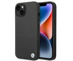 BMW BMHMP14MSLLBK Apple iPhone 14 Plus / 15 Plus 6,7″ juodos spalvos kietas dėklas Signature Logo Imprint Mag