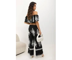 Boho kelnų komplektas su platėjančiomis kelnėmis Italy Moda