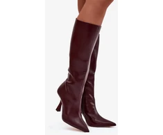 Bordo spalvos ilgaauliai batai virš kelių Step in style