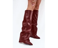 Bordo spalvos ilgaauliai batai virš kelių Step in style