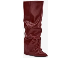 Bordo spalvos ilgaauliai batai virš kelių Step in style