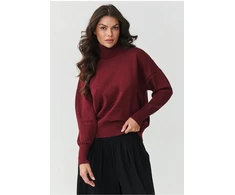 Bordo spalvos megztinis su golfu Makadamia