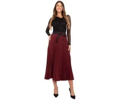 Bordo spalvos plisuotas midi sijonas