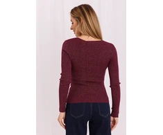 Bordo spalvos rumbuotas megztinis Italy Moda
