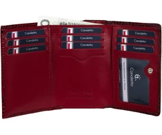 CALANDRA Portfel skórzany Damski Canaletto bordo premium krokodyl RFID