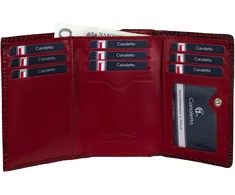 CALANDRA Portfel skórzany Damski Canaletto bordo premium krokodyl RFID
