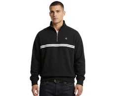 Calvin Klein džemperis su užtrauktuku, gobtuvu ir logotipu juodas - LZ04RE285G-UB1