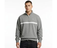 Calvin Klein užsegamas flisinis džemperis su gobtuvu ir logotipu papuošta juostele, pilkas (Pilkas Heather) - LZ04RE285G-P7E