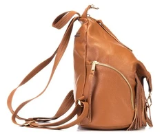 Camel spalvos natūralios odos kuprinė Let`s Go Boho Gregorio