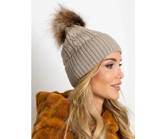 Kepurė Cap-AT-CZ-173501.44-tamsiai smėlio spalvos