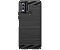 Hurtel Carbon silikoninis dėklas skirtas Nokia C22 – juodos spalvos