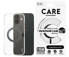 CARE by PanzerGlass dėklas su stoveliu ir „MagSafe“ funkcija, skirtas „iPhone 16 Plus“ – juodas