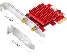 Ausinės CUDY WE3000S AX5400 Wi-Fi 6 tinklo plokštė su „Bluetooth“ 5.2, Intel AX210, PCIe, su radiatoriumi