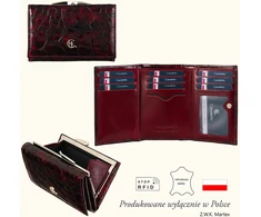 DALILA Portfel damski skórzany lakierowany rubinowy Canaletto RFID