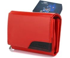 Damski portfel skórzany raudona duży RFiD Beltimore 036