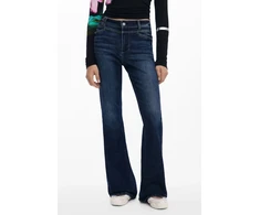 Damskie jeansy Desigual su ozdobnymi detalami – mėlyna