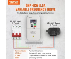 VEVOR Kintamo dažnio keitiklis 5AG 4KW 8.5A, įvestis 380V