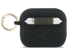 Dėklas ausinėms AirPods Pro 3 silikoninis su žiedu juodas Guess