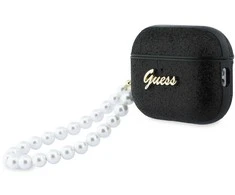 „Guess“ blizgantis perlų dirželio dėklas, skirtas „AirPods Pro 3“ ausinėms - Juodas