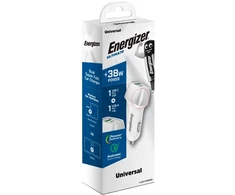 Dėklas Energizer Ultimate - Įkroviklis samochodowa USB-C &amp; USB-A 38W PD + QC3.0 (Baltas / Sidabrinė)