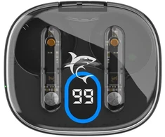 Dėklas Baltas Shark HYPERBEAT juodos Bluetooth į ausį įdedamos ausinės