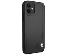 Dėklas BMW BMHCP12SRCDPK iPhone 12 mini 5,4 juodas/juodas deklas Odinis su įspaudais