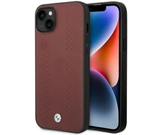 BMW BMHCP14S22RFGR dėklas Apple iPhone 14 15 13 6.1″ burgundy Leather Diamond Pattern