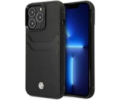 BMW BMHCP14X22RSEPK dėklas Apple iPhone 14 Pro Max 6.7″ juodos spalvos juodos spalvos Leather Card Slot
