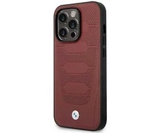 Dėklas BMW BMHMP14L22RPSR iPhone 14 Pro 6.1 Burgundy/burundy Odinių sėdynių raštas MagSafe