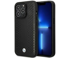 BMW BMHMP14X22RFGK dėklas Apple iPhone 14 Pro Max 6.7″ juodos spalvos Leather Diamond Pattern MagSafe