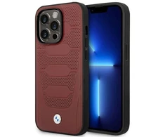 BMW BMHMP14X22RPSR dėklas Apple iPhone 14 Pro Max 6.7″ burgundy Leather Seats Pattern MagSafe