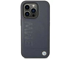 Dėklas BMW BMHMP14XSLLNA iPhone 14 Pro Max 6.7 tamsiai mėlynos/juodos spalvos deklas Odinis Hot Stamp MagSafe