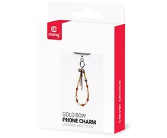 Dėklas Crong Phone Charm Gold Bow telefono pakabukas, aukso spalvos