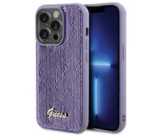 Dėklas Guess Sequin Script Metal ant iPhone 15 Pro Max - violetinė