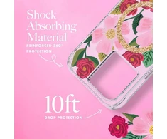 Rifle Paper Clear MagSafe - dėklas decorated in auksinis skirtas Apple iPhone 14 Pro Max Rose Garden