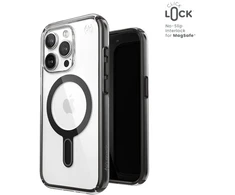 Speck Presidio Perfect-Clear ClickLock &amp; Magsafe - dėklas skirtas Apple iPhone 15 Pro Clear / Frosted Juodas / Slate Pilkas