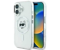 Karl Lagerfeld IML Metal Choupette Head MagSafe Apple iPhone 16 Plus - dėklas telefonui baltos spalvos
