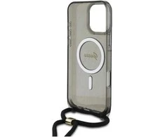 Guess GUHMP16XHCTSGNSK Apple iPhone 16 Pro Max 6.9" dėklas telefonui juodos spalvos Crossbody Cord Script MagSafe