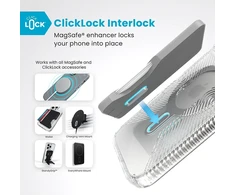Speck Presidio Perfect-Clear Grip ClickLock &amp; MagSafe - dėklas skirtas Apple iPhone 16 Pro Max Clear / Chrome Finish / Serene Sidabrinis