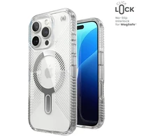Dėklas Speck Presidio Perfect-Clear Grip ClickLock &amp; MagSafe do iPhone 16 Pro permatomas