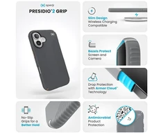Dėklas Speck Presidio2 Grip do iPhone 16 pilka