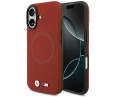 Dėklas iPhone 17 BMW M FW su metaliniu logotipu raudonas – patikimas pasirinkimas