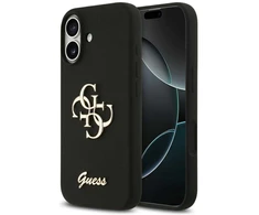 Guess Silicone Big 4G Script dėklas skirtas Apple iPhone 17 juodos spalvos