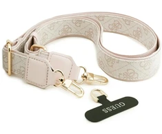 Guess 4G Big 4G Classic Logo Big Strap Metal Mygtukai dėklas skirtas Apple iPhone 17 Pro rožinės spalvos
